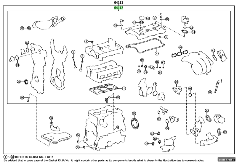 Corolla 19-23 1.5 Yarıs 19-23 1.5 Takım Conta İtaqi 04111-F3021