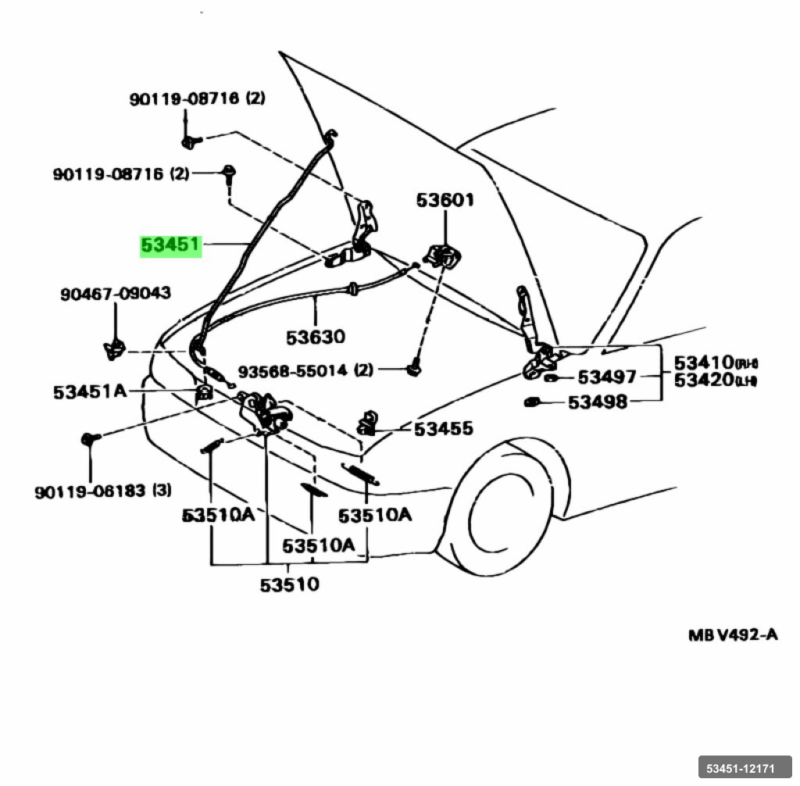 Corolla Ae101 Motor Kaput Dayama Çubuğu 53451-12171 İtaqi