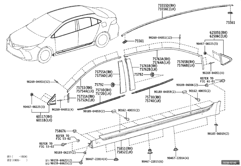 Corolla 19-25 Ön Sol Kapı Dırek Orta Bakalıtı 75756-02140 İtaqi