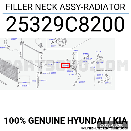 Hyundai i20 15-18 Dizel Radyator Dolum Boğazı 25329-c8200 Hmc 25329-C8200