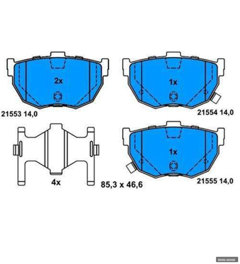 Elantra 96-06 Cerato 04-10 Primera 90-96 Maxıma 88-94 Arka Fren Balatası 0986424418 Bosch 58302-2DA00