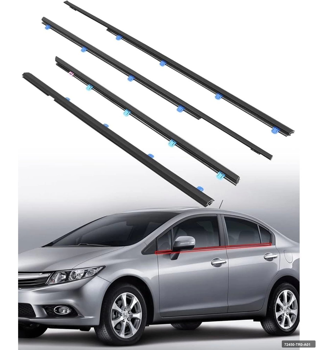 Honda Civic 12-14 Ön Sol Kapı Dış Sıyırıcı Fıtıl 72450-tr0-a01 Jeriko 2 Honda Civic 12-14 Ön Sol Kapı Dış Sıyırıcı Fıtıl 72450-tr0-a01 Jeriko 72450-TR0-A01